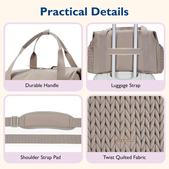 Elegant Large Capacity Diaper Bag with Changing Pad - Ideal Hospital Bag - Taupe - Picture 5 of 6